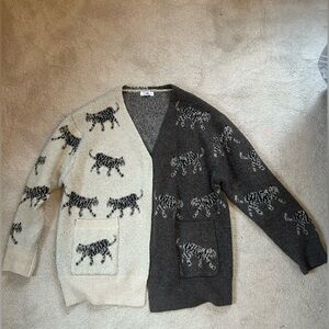 Talulah Tiger Color Block Cardigan sweater size L